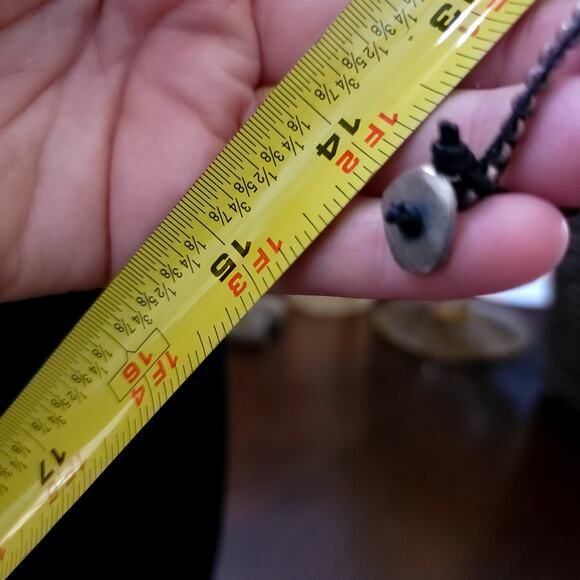 Vintage Boho Beaded Necklace Silver Tone Bead on Black Leather Cord Button Clasp - Picture 10 of 10